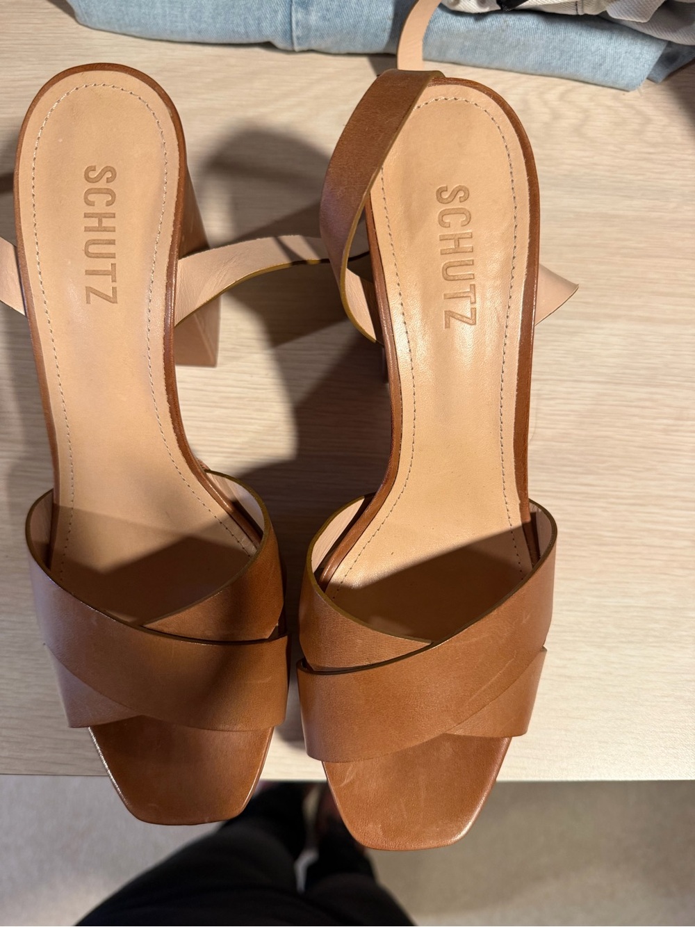 Leather Wedge Heel in Tan